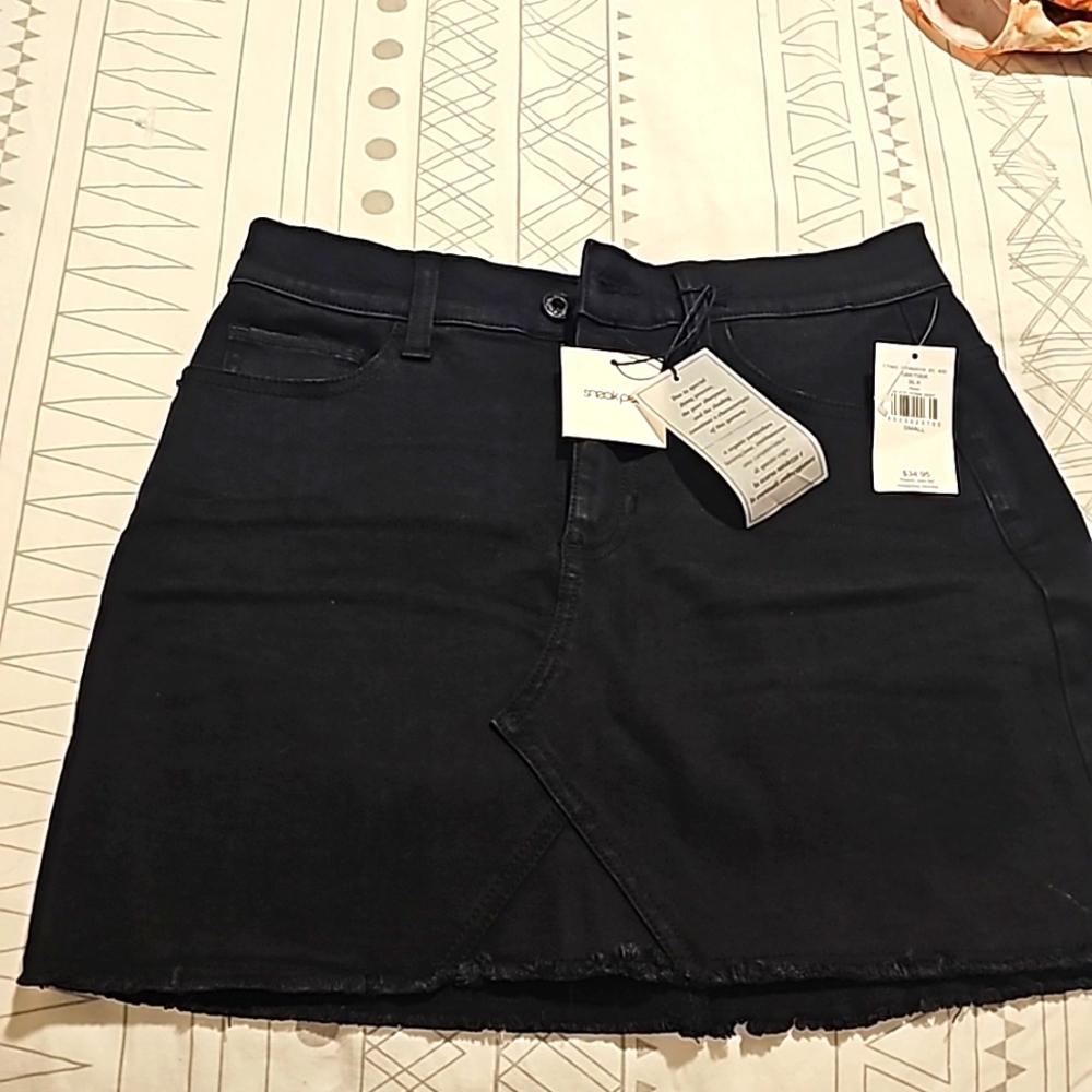 Sneak peek black jean skirt